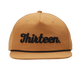 Tantastic Flat Brim Snapback Hat (Tan w/ Black 13 FISHING Text Logo - Mid Profile - Solid Back Panels)