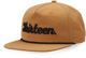 Tantastic Flat Brim Snapback Hat (Tan w/ Black 13 FISHING Text Logo - Mid Profile - Solid Back Panels)