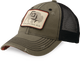 Guy on a Buffalo Curved Brim Snapback Ballcap (Gray w/ Square Buffalo Patch - Unstructured - Mesh Back)