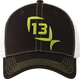 Baldwin Curved Brim Flex Fit Ballcap (Black w/ Green Fish Logo - Low Profile - Performance Air Mesh Back)