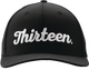 Classic Black Curved Brim Flex Fit Ballcap (Black w/ White 13 Cursive Thirteen Logo - Low Profile - Performance Air Mesh Back)