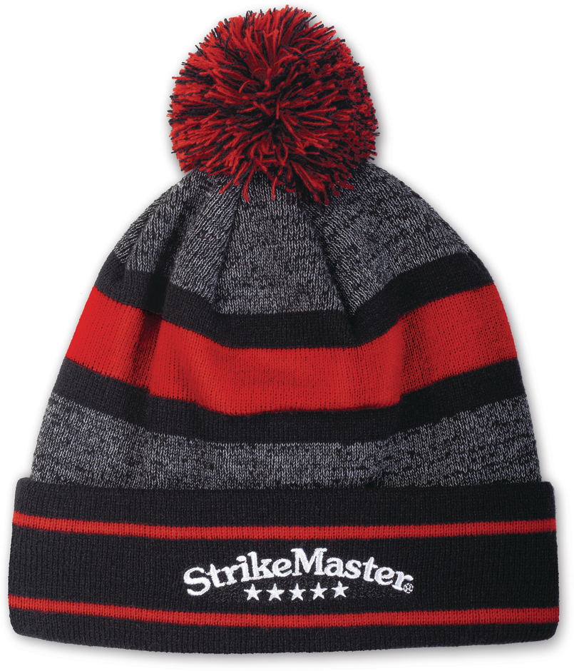 Strikemaster Pom Beanie - Black Red