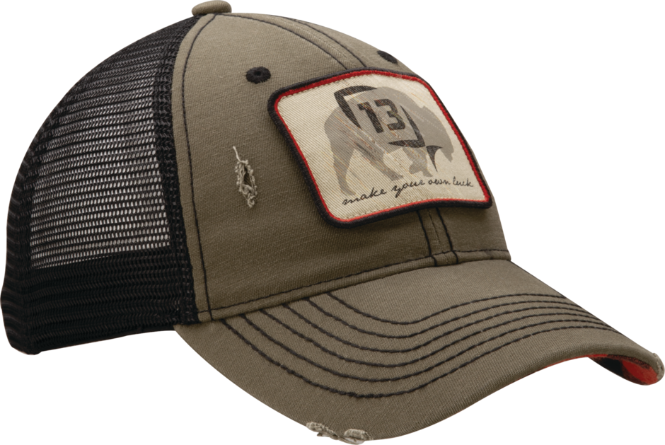 Guy on a Buffalo Curved Brim Snapback Ballcap (Gray w/ Square Buffalo Patch - Unstructured - Mesh Back)