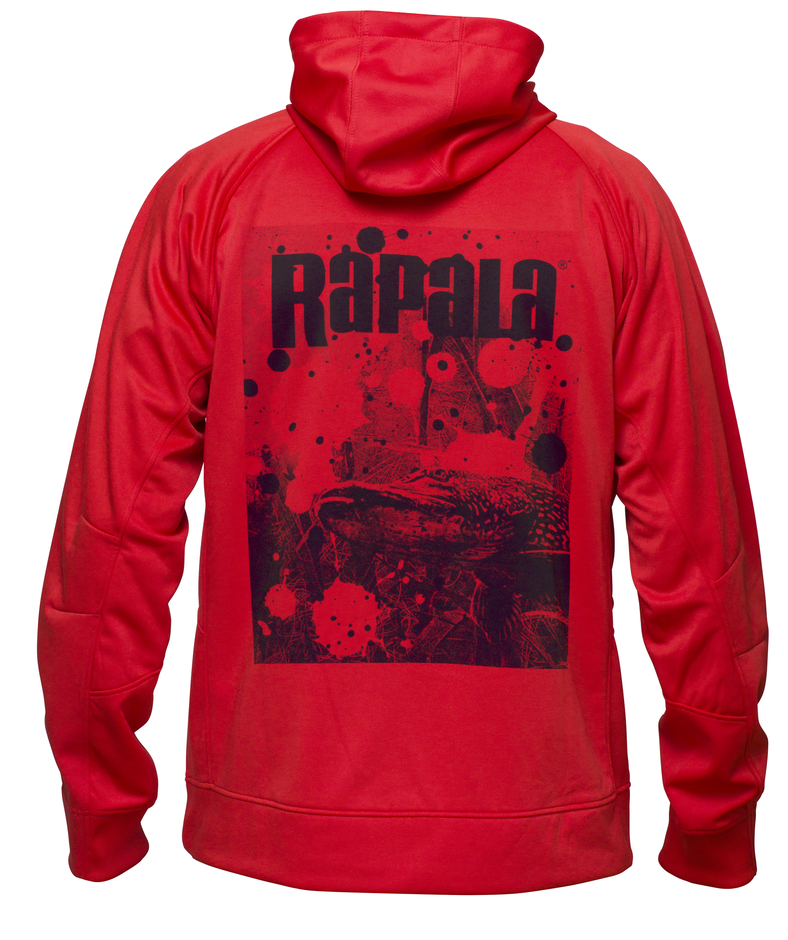 Rapala Splash Hoodie - Red Technical Hoodie - Black, zippered pockets
