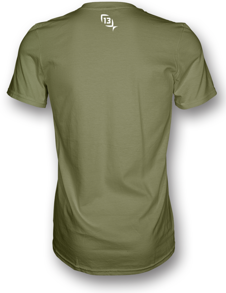 Standard Issue OD Lifestyle T-Shirt w/ White 13 Fishing Text Logo Medium