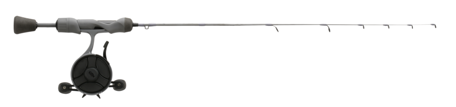 FreeFall Ghost Stealth Ice Combo - 27" UL (Ultra Light) - FF Ghost + Tickle Stick (Reel Seat Hand Retrieve) - Left Hand Retrieve - Black/Grey Camo