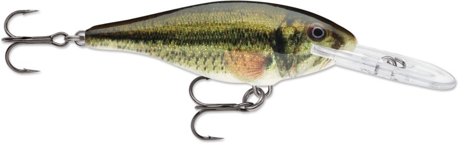 bass shad lures Headbanger Cranky 4" Black/Silver rigged to reach desired depth Bass Pop (Sunburst Shad)