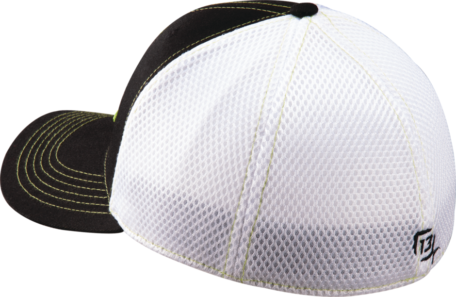 Baldwin Curved Brim Flex Fit Ballcap (Black w/ Green Fish Logo - Low Profile - Performance Air Mesh Back)