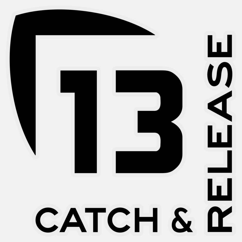 13 FISHING Catch & Release Decal Small BLACK - 5"x5"