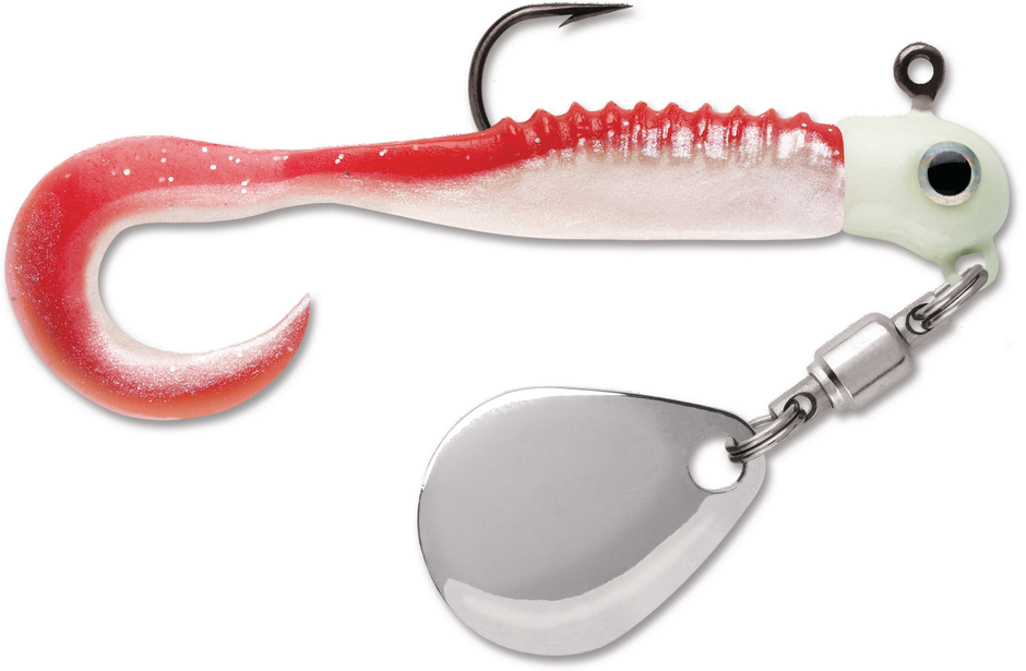 Curl Tail Spin Jig 1/8  Red Pearl Glow﻿