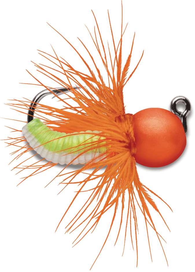 Tungsten Fly Jig 1/64 oz Orange Chartreuse Glow