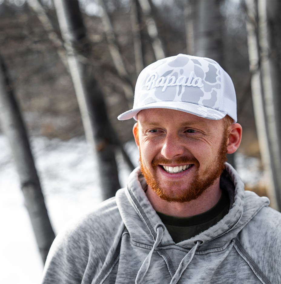 White Camo Hat with White Embroidered Logo