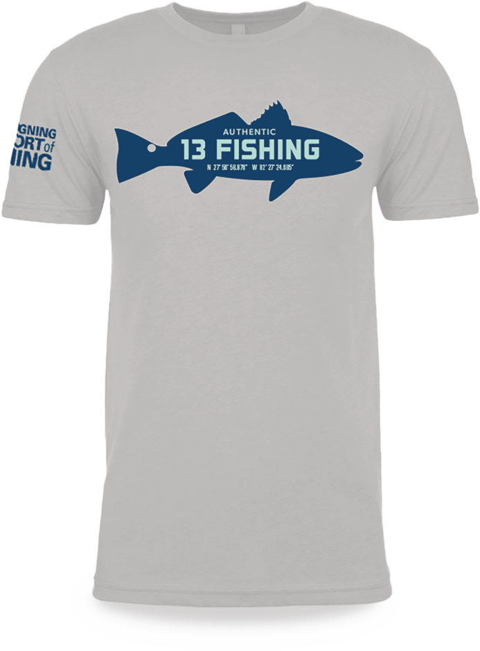 Belly Scratcher Lifestyle T-Shirt Light Gray w/Blue Redfish Logo X-Large