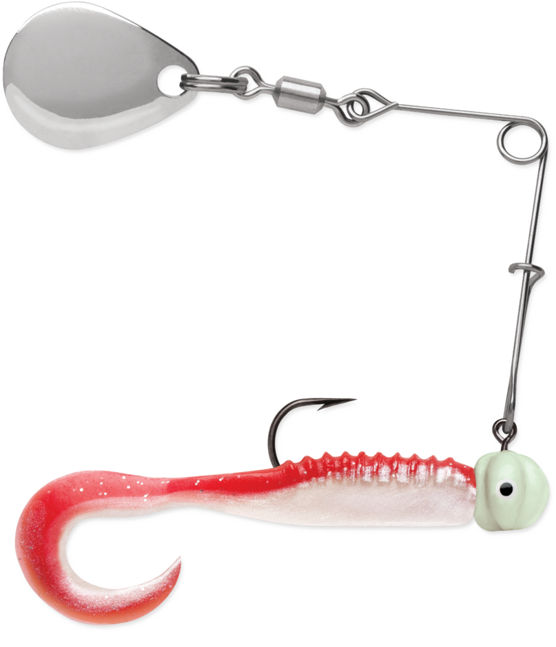 Curl Tail Spinnerbait 1/8  Red Pearl Glow