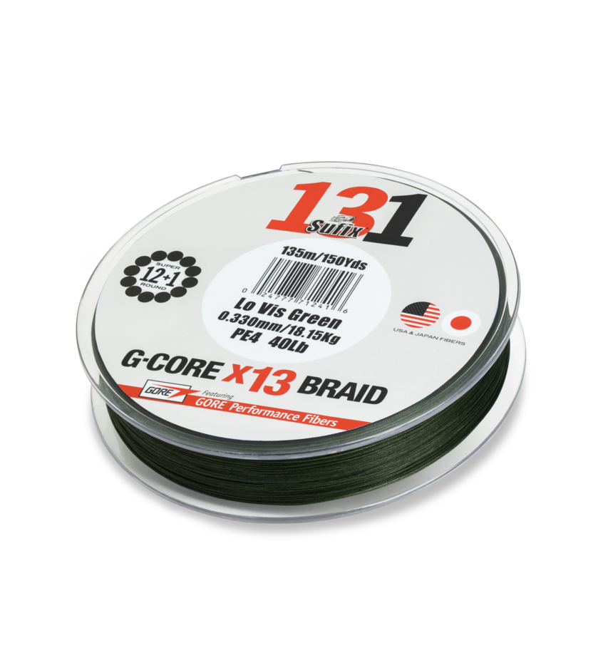 131 BRAID 150M 0.185MM/11.40KG/#1.2/25LB/LO VIS GREEN
