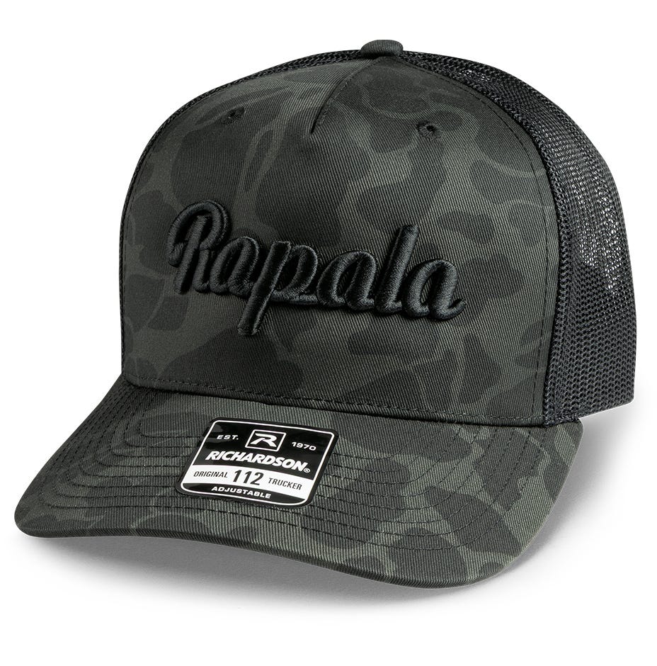 Black Camo Hat with Black Embroidered Logo