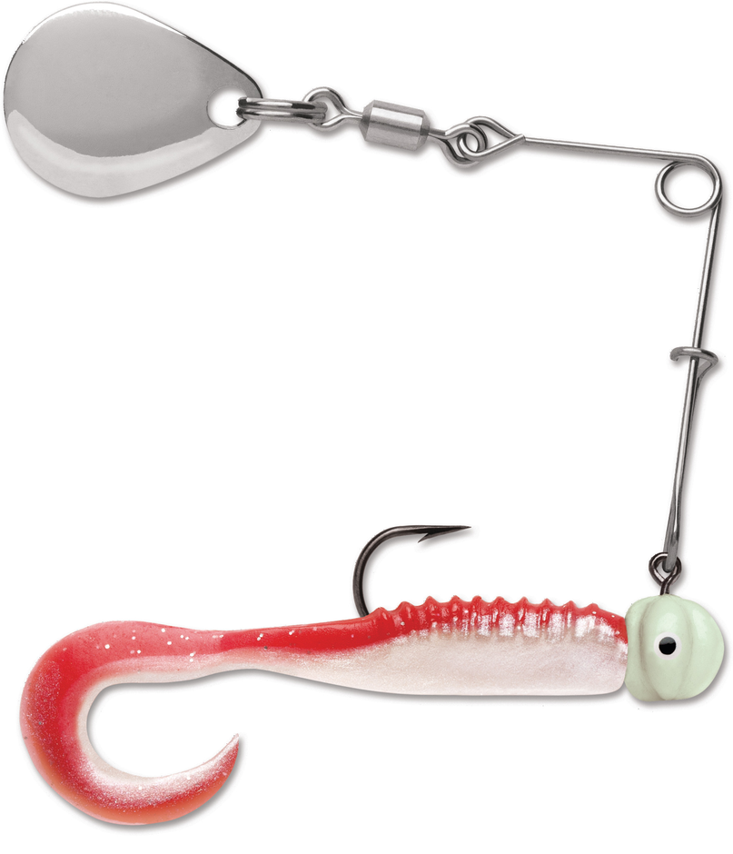 Curl Tail Spinnerbait 1/8  Red Pearl Glow