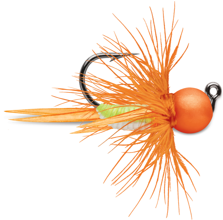 Tungsten Bullfly Jig 1/32 oz Orange Chartreuse Glow