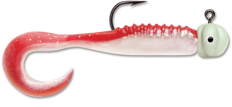 Curl Tail Jig 1/32  Red Pearl Glow