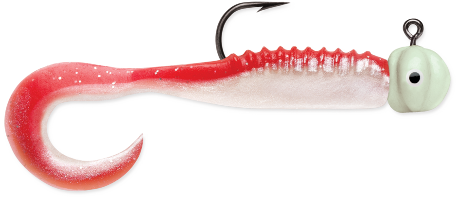 Curl Tail Jig 1/32  Red Pearl Glow